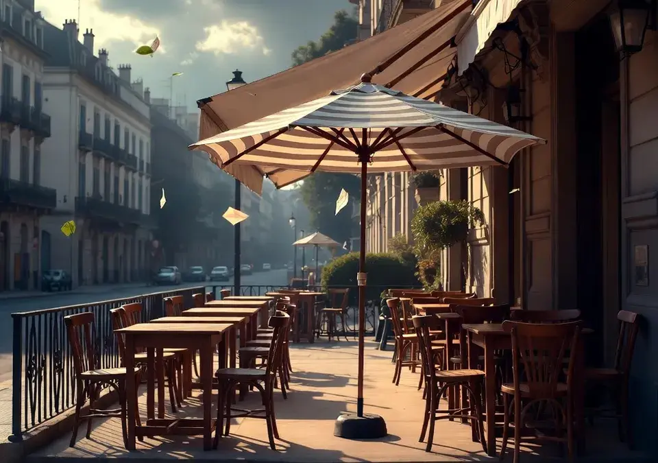 Sombrilla en una tormenta