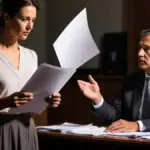 Mujer revisando papeles