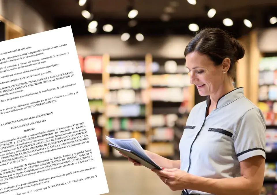 Empleada de comercio leyendo