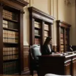 Jueza en su despacho