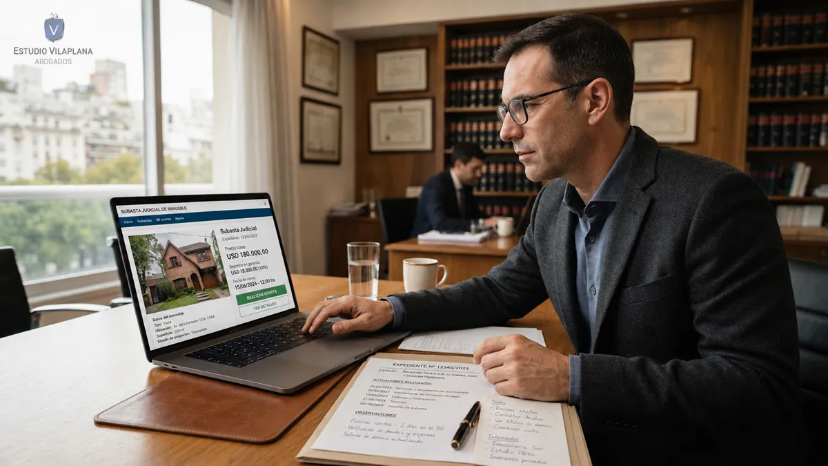Cómo participar en una subasta judicial de inmuebles Persona participando online en una subasta judicial de inmuebles en Argentina