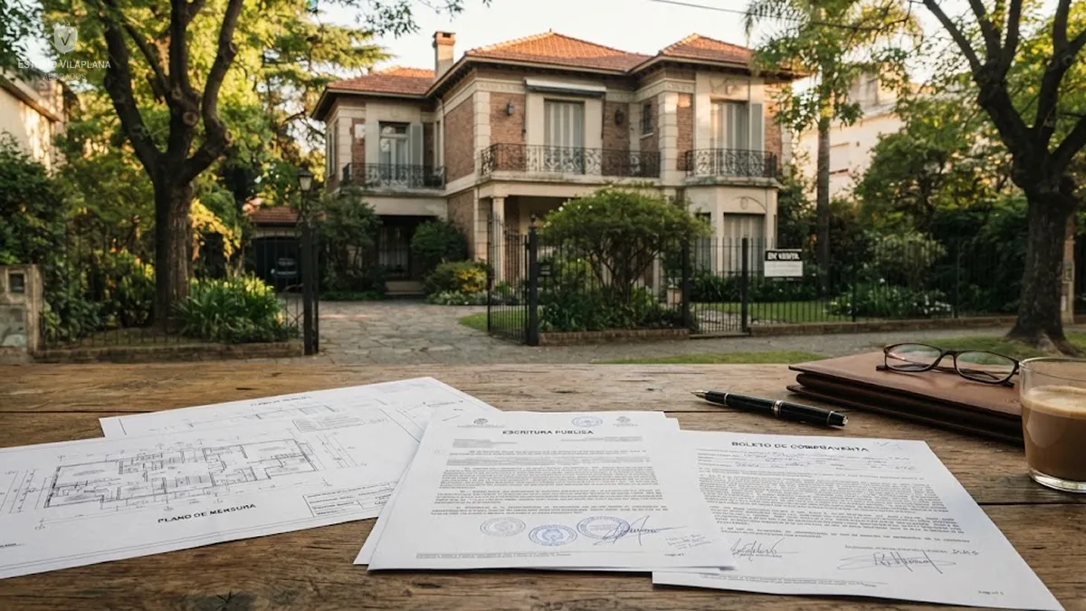 Casa y documentación inmobiliaria para analizar una propiedad con problemas de título