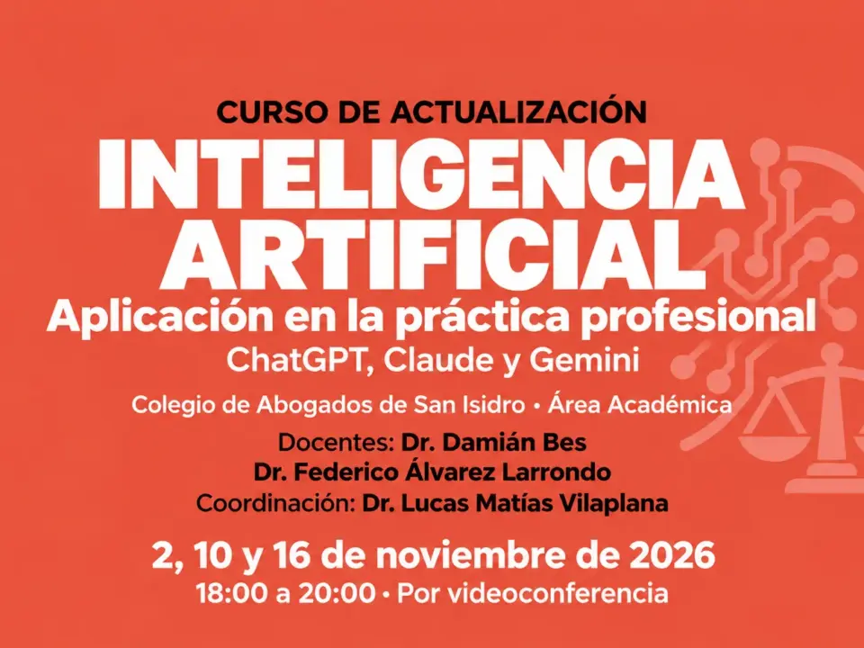 Curso de inteligencia artificial del CASI: docentes Damián Bes y Federico Álvarez Larrondo, coordinador Lucas Matías Vilaplana; 2, 10 y 16 de noviembre de 2026.