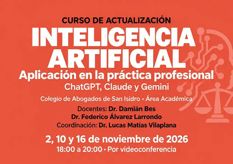 Curso de inteligencia artificial del CASI: docentes Damián Bes y Federico Álvarez Larrondo, coordinador Lucas Matías Vilaplana; 2, 10 y 16 de noviembre de 2026.